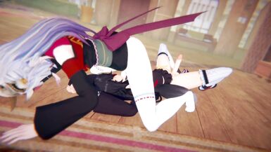 Vtuber - Futa Nakiri Ayame and Futa Ookami Mio fuck each other | Swap - 4 image