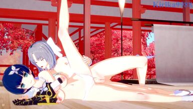 Yozakura and Yumi have intense futanari sex in a deserted shrine. - Senran Kagura Hentai - 10 image