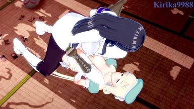 Yomi and Ikaruga have intense futanari sex in a deserted Japanese-style room. - Senran Kagura Hentai - 12 image