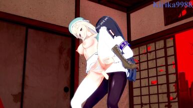 Yomi and Ikaruga have intense futanari sex in a deserted Japanese-style room. - Senran Kagura Hentai - 7 image