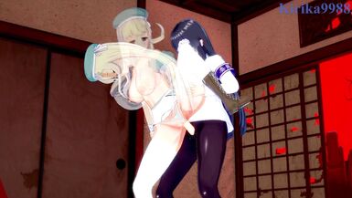 Yomi and Ikaruga have intense futanari sex in a deserted Japanese-style room. - Senran Kagura Hentai - 8 image