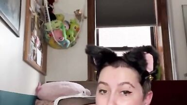 NONBINARY CATGIRL SOLO FUCK AND FISHNET ASMR - 7 image