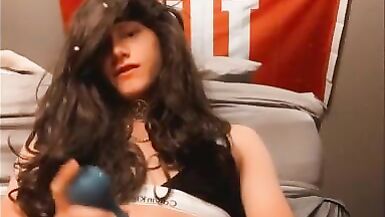 Horny Goth Crossedressing Femboy Practices with a Dildo(voiced) - 12 image