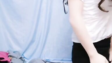 Kasnicole 002V Kigurumi Office Lady take off black and on grey pantyhose vibrate masturbate on pussy - 11 image