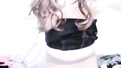 Kasnicole 002V Kigurumi Office Lady take off black and on grey pantyhose vibrate masturbate on pussy - 12 image