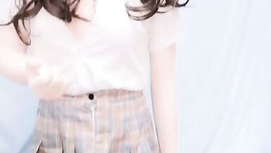 Kasnicole 001V Kigurumi JK uniform pantyhose & stockings remote vibrator masturbate pussy to orgasm - 5 image