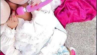 Sasha Star the Prissy Sissy Satin Doll Cums & Licks it Up for Daddy!!! VOL 2 - 4 image