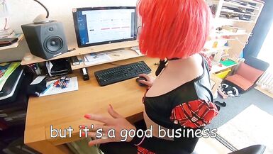 slutty french sissy in skirt and tights talking hot and sucking big dildo deepthroat - 4 image