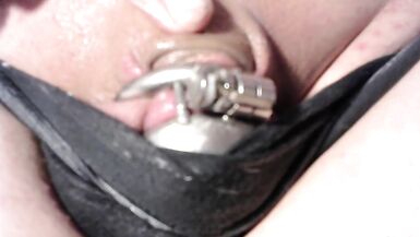rubbing lotion on chastity cage and groin and skin. turn me on baby sissy talking about transition - 2 image