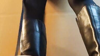 Female Long Boots Masturbation Masturbation Ejaculation Stomping Leather Japanese Beautiful Legs Bla