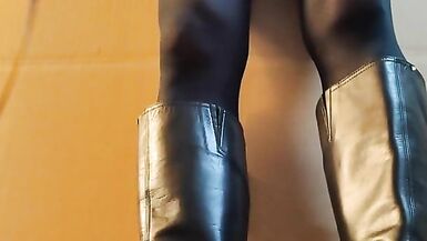 Female Long Boots Masturbation Masturbation Ejaculation Stomping Leather Japanese Beautiful Legs Bla - 8 image