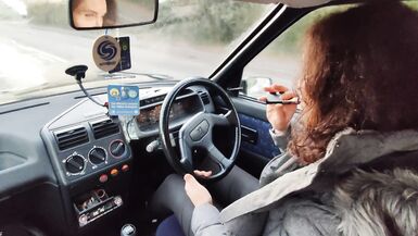 Tranny gilf starting and driving an ancient peugeot 205 diesel sfw NOT PORN - 10 image