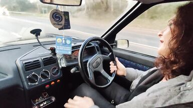 Tranny gilf starting and driving an ancient peugeot 205 diesel sfw NOT PORN - 13 image