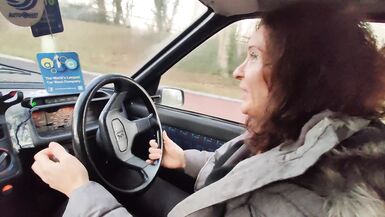Tranny gilf starting and driving an ancient peugeot 205 diesel sfw NOT PORN - 14 image