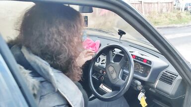 Tranny gilf starting and driving an ancient peugeot 205 diesel sfw NOT PORN - 2 image