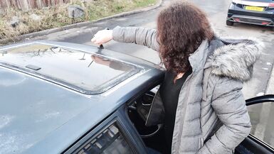 Tranny gilf starting and driving an ancient peugeot 205 diesel sfw NOT PORN - 3 image