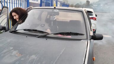 Tranny gilf starting and driving an ancient peugeot 205 diesel sfw NOT PORN - 4 image