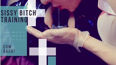 Pervert nurse spits cum inside sissy's ass through a hollow anal plug - 1 image