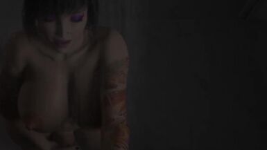 Hot Emo trans girl jerks off her BBC Sugar daddy in the shower - 5 image