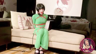 Selfbondage & struggle in green tracksuit and pants - 3 image