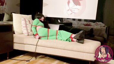 Selfbondage & struggle in green tracksuit and pants - 5 image