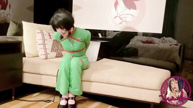 Selfbondage & struggle in green tracksuit and pants - 9 image