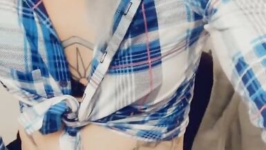 Sexy Feminine Schoolgirl Loves Giving Blowjob and Stroking Her Clitty - 11 image