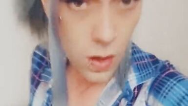 Sexy Feminine Schoolgirl Loves Giving Blowjob and Stroking Her Clitty - 2 image