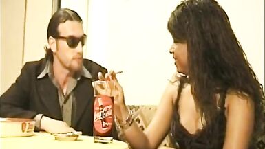 Black beauty Tgirl gets banged on the kitchen table - 3 image