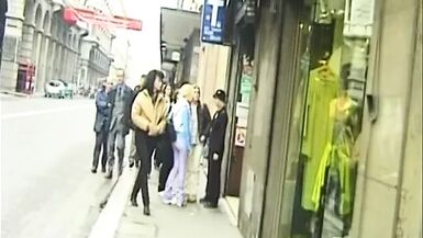 Shemale in black lingerie jerks off while fucked hard on the sink - 1 image