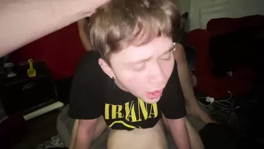 Teen Trans Twink gets Gangbanged and Creampied