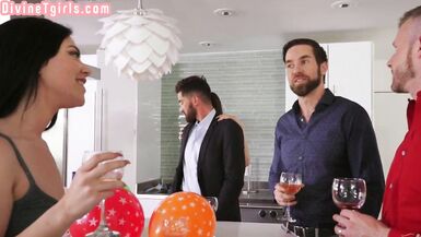 Busty party tgirl riding bareback and cocksucking in secret - 2 image