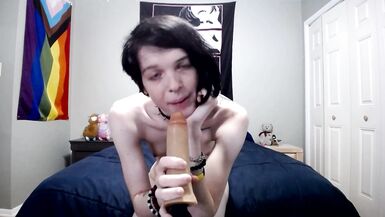 Petite Emo Trans Girl Fucks her Ass with a Dildo, Masturbates and Cums - 2 image