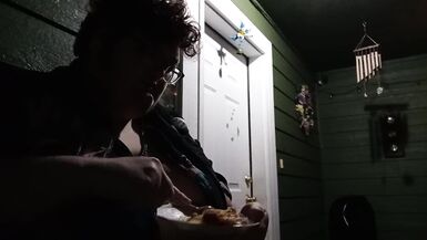 fat ftm smokes and eats outside - 12 image