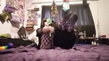 Trans girl in chastity rides dildo ft. AnimaLauren - 2 image