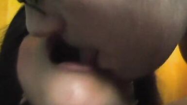 Slutty ladyboy in stockings cums all over herself  after fucking - 8 image