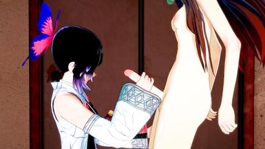 Demon Slayer Futanari - Shinobu x Nezuko Handjob and boobjob - 10 image