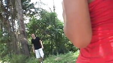 Horny Dude Picks Up A Girl - Horny dude takes deep anal drilling from shemale in red dress @ TheTranny