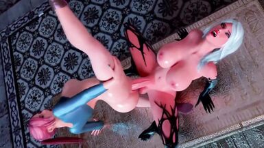 3D Futanari Sex - Shemale Witch fucks hot Tourist-Girl in Ass and Cum on Face - 7 image