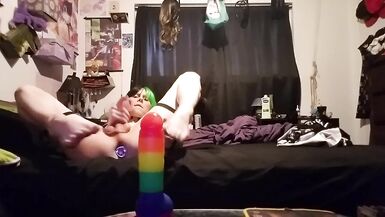 Trans girl gives dildo footjob ft. AnimaLauren - 15 image