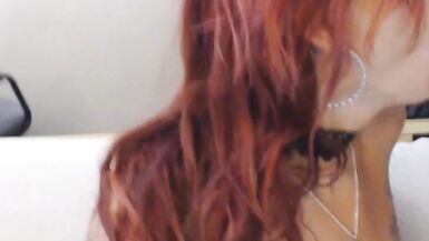 Busty Redhead Tranny Deepthroats a Hard Cock POV