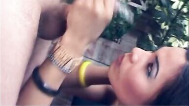 Tranny gets bent over while getting fucked in the ass outdoors - 7 image