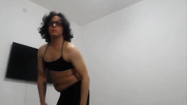 Crossdresser getting dressed for "suck sex" Lara White Sissy from naked to dressed sexy small show tgirl, tranny shemale - 8 image