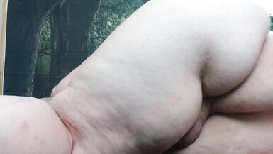 Chubby BBW Shemale Fucks Ass Closeup
