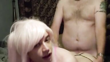 Sissy in G-String and Chastity Fucked Hard