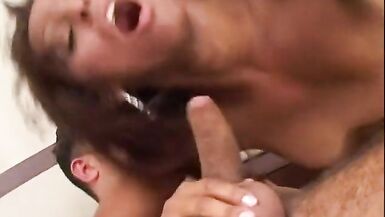 Guy fingers and rimms honey skin shemale then she fucks his ass and creams him - 7 image