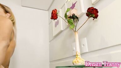 Blonde Tranny Danielle Albuquerque Rides Her Machine Mounted Dildo - 7 image