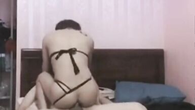 Super cute Ladyboy getting fucked in the asshole missionary and sucking cock - 5 image