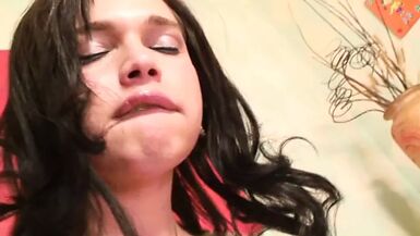 Nasty tranny sucks phallus for sexual pleasure