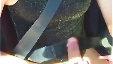 Horny Ladyboy wanking and driving to unknown destination